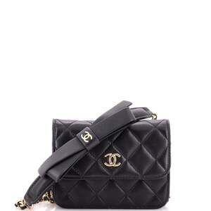 Chanel Bow Strap Card Holder On Chain #243448C23B
